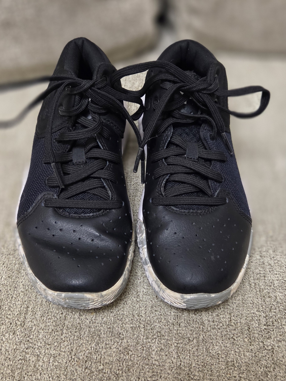 Under Armour Black Kids Athletic Sneakers with Lace-Up Closure
